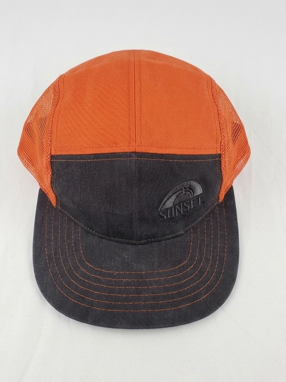Sunset Two-Tone Orange and Black Mesh Unisex Cap